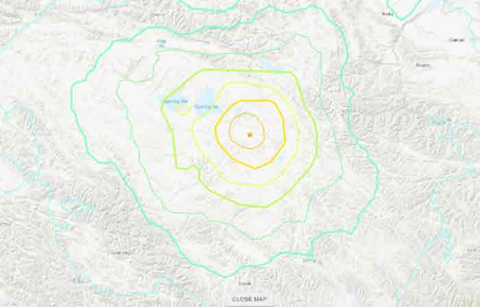 Un terremoto de magnitud 6,4 registrado este viernes 21 de mayo del 2021 en la región meridional de Yunnan. Foto: Tomada de la cuenta Twitter @USGS