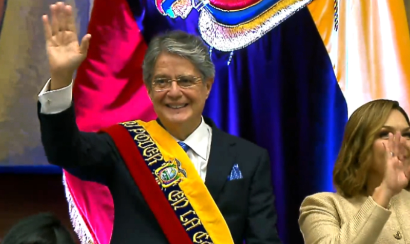 Guillermo Lasso fue posesionado como presidente de Ecuador este lunes 24 de mayo del 2021 en la Asamblea Nacional. Foto: Captura