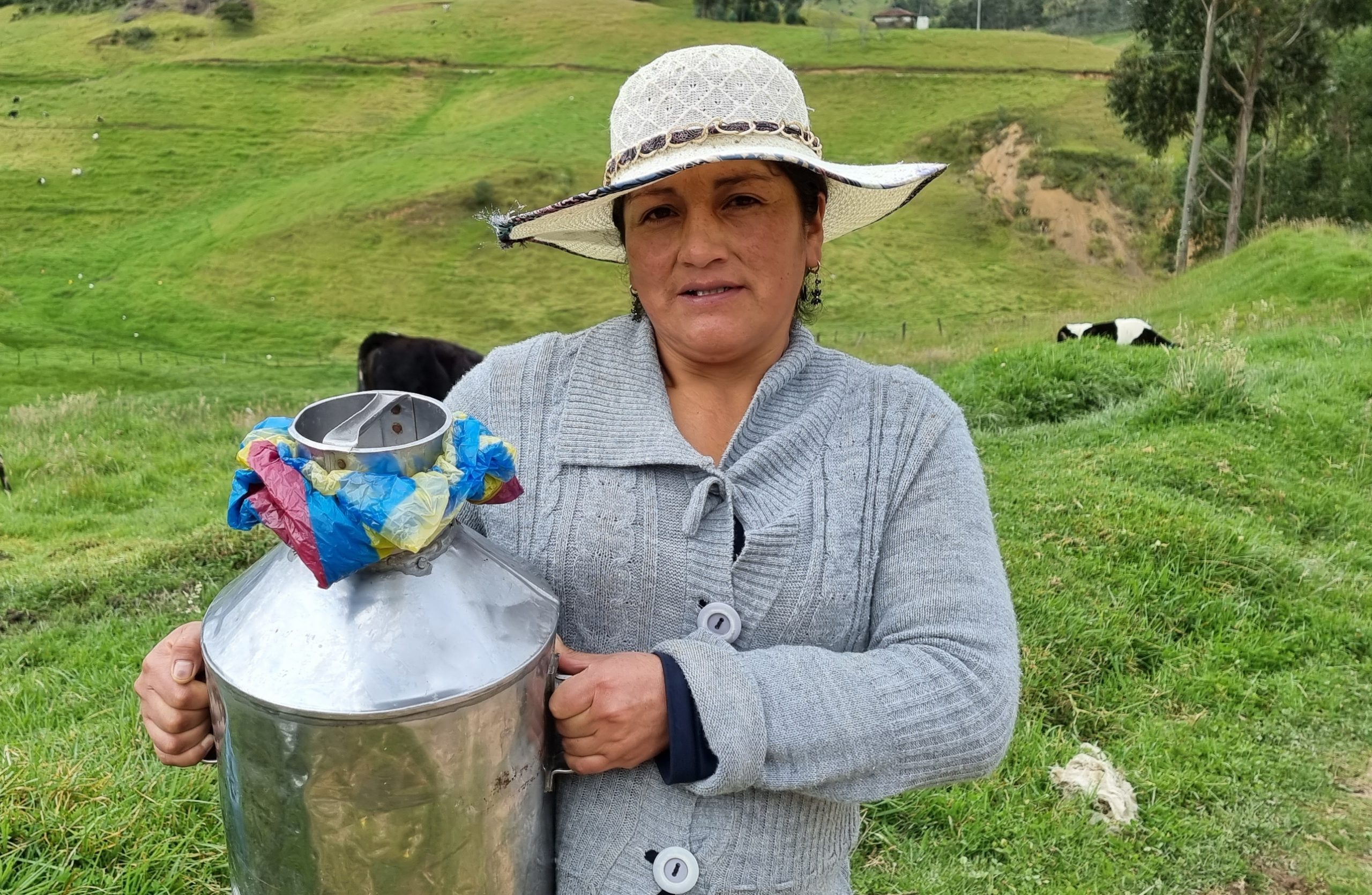 La azuaya Catalina Vélez solo vive de la leche, porque su esposo se quedó sin trabajo. Foto: Lineida Castillo / EL COMERCIO
