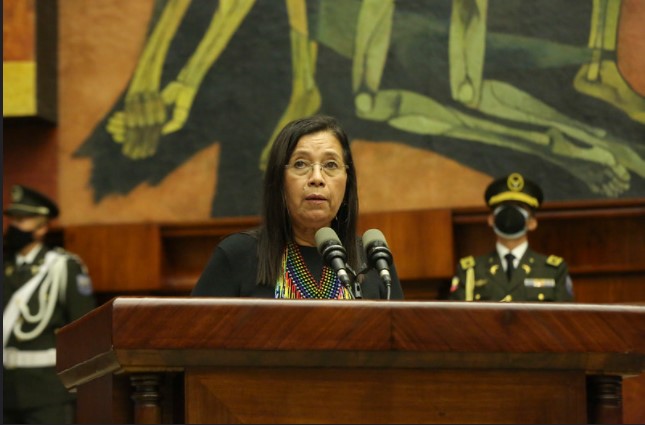 Guadalupe Llori habló ante el Pleno de la Asmablea, luego de ser designada como titular del Parlamento. Foto: Flickr Asamblea Nacional