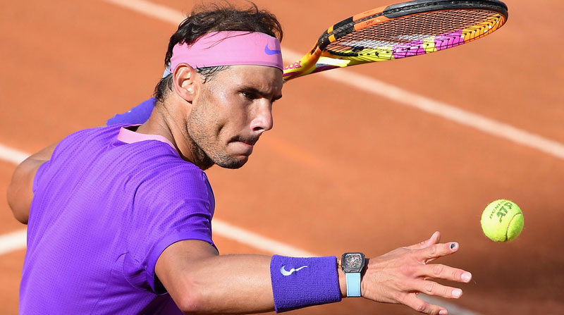 Rafael Nadal festeja tras ganar el 13 de mayo del 2021 en el Masters 1000 de Roma. Foto: EFE