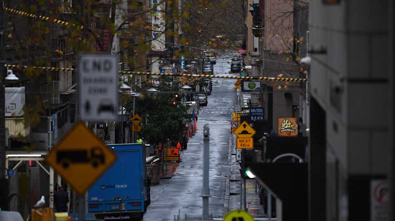Calles vacías en Melbourne, Australia, el 8 de junio de 2021. Foto: EFE