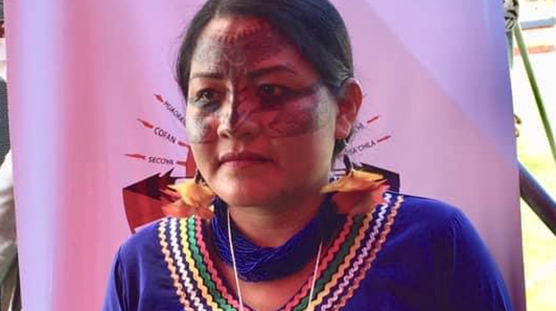 Senaida Yasacama, presidenta del pueblo Kichwa de Pacayacu, asumió la Vicepresidencia de la Conaie. Foto: Tomada de la cuenta Twitter CONFENIAE