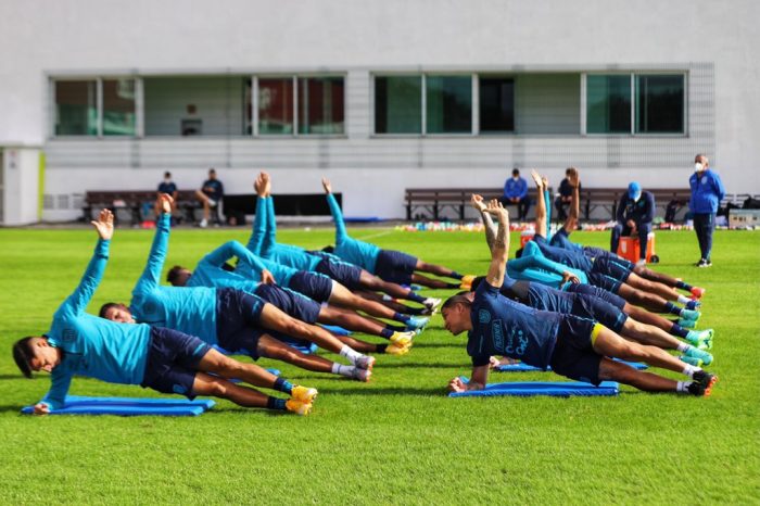 La selección de Ecuador durante un entrenamiento en Brasil. Foto: archivo/ FEF