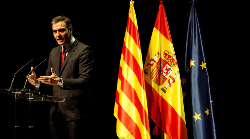 El presidente de España, Pedro Sáncehez, fue criticado tras el anuncio de los indultos a los secesionistas catalanes. Foto: EFE