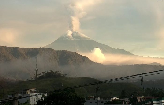 Los lahares registrados en el volcán Sangay ocurren después de las intensas lluvias que cayeron en la provincia de Morona Santiago, en donde está ubicado el coloso. Foto: Instituto Geofísico