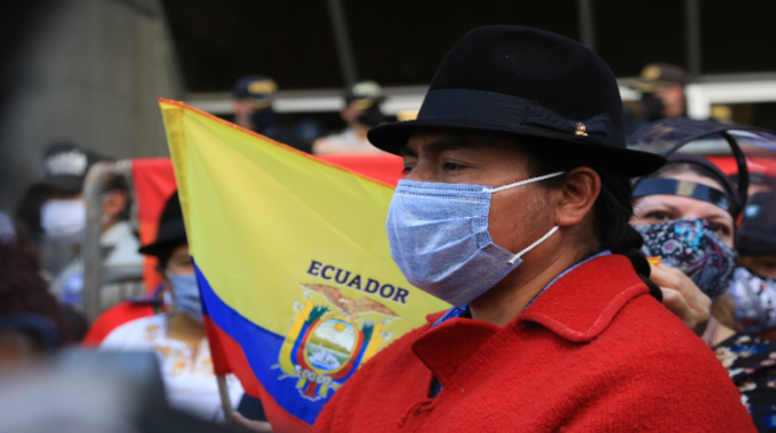 La noche del domingo 27 de junio del 2021 Leonidas Iza fue elegido presidente de la Confederación de Nacionalidades Indígenas del Ecuador (Conaie). Estará en el cargo por los próximos tres años. Foto: EL COMERCIO