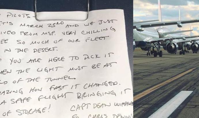 El hombre dejó escrita una nota en el último avión que manejó antes de la aparición a nivel mundial del covid-19. Foto: Tomado de Diario El Tiempo de Colombia