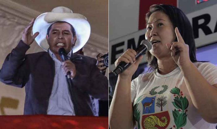 Pedro Castillo y Keiko Fujimori se disputaron la presidencia de Perú el 6 de junio del 2021. Fotos: EFE