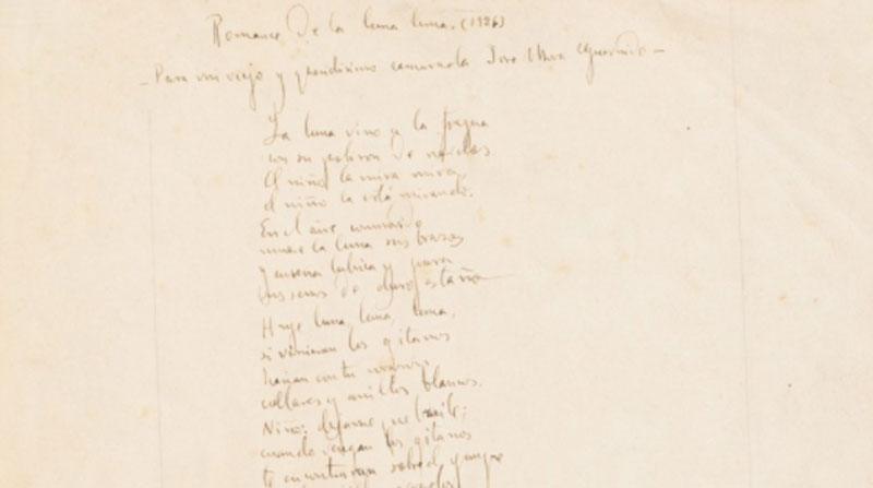 El manuscrito de García Lorca dedicado a José Mora Guarnido fue subastado. Foto: Cuenta Twitter @VictorFdez_