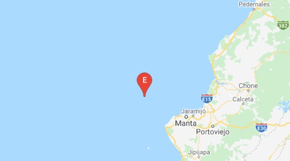 El último sismo registrado frente a la costa de Manta tuvo una magnitud de 3.92 y ocurrió a las 03:30 de este domingo 6 de junio del 2021. Foto: Twitter Instituto Geofísico