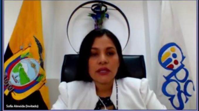 Sofía Almeida, presidenta del Cpccs, en sesión ordinaria de ese organismo este miércoles 23 de junio del 2021. Foto: Captura de pantalla