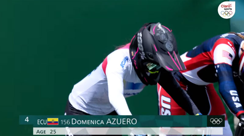 Doménica Azuero, ciclista ecuatoriana que compite en Tokio. Foto: captura de pantalla