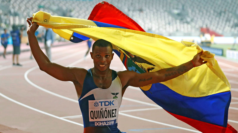 El atleta Álex Quiñónez no competirá en los Juegos Olímpicos de Tokio. Foto: EFE