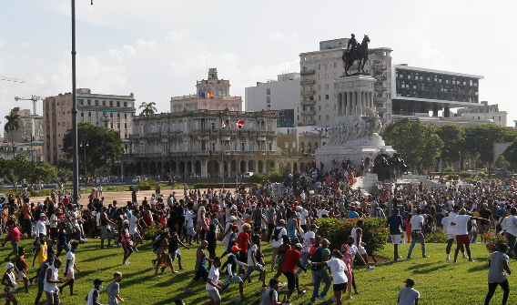 Protestas en La Habana, Cuba, el 11 de julio del 2021. Foto: REUTERS