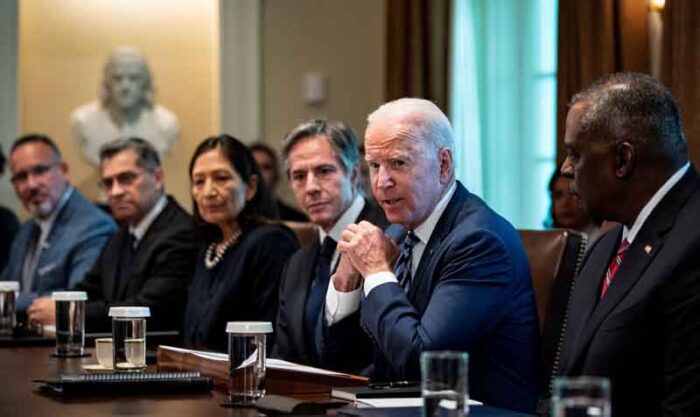 El presidente Joe Biden se reunió este martes 20 de julio del 2021 con su gabinete. Foto: EFE
