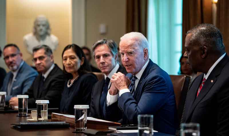 El presidente Joe Biden se reunió este martes 20 de julio del 2021 con su gabinete. Foto: EFE