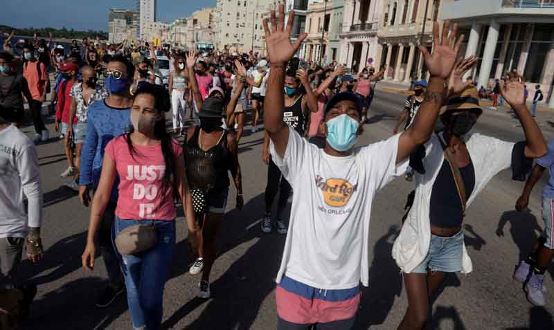 El 11 de julio del 2021, miles de cubanos salieron a las calles a protestar contra el Gobierno al grito de "¡libertad!". Foto: Reuters