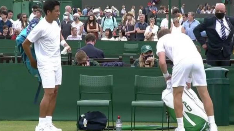Gonzalo Escobar (izq.) y Ariel Behar en Wimbledon. Foto: Twitter @TimSiegelTTU