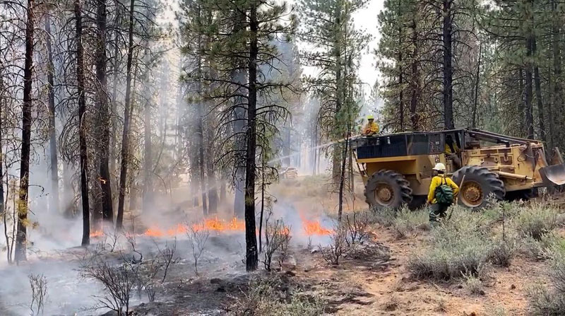 El incendio en Bootleg, Oregon, Estados Unidos, ha consumido más de 161 000 hectáreas. El calor en el área afectada incide en el clima, alertaron las autoridades. Foto: EFE