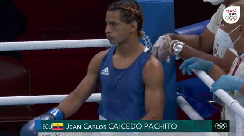 Jean Caicedo, boxeador ecuatoriano en los Juegos Olímpicos de Tokio. Foto: captura de pantalla