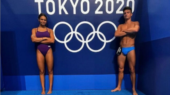Anicka Delgado y Tomás Peribonio compiten el 28 de julio del 2021 en los Juegos Olímpicos de Tokio. Foto: Instagram tomperibonio