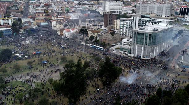 Manifestaciones de octubre de 2019 en el parque El Arbolito, centro-norte de Quito. Foto: Vicente Costales / EL COMERCIO