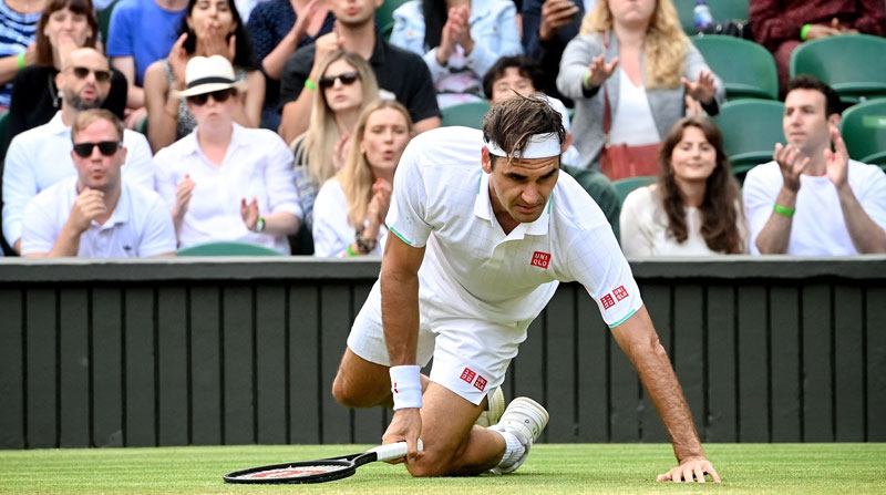 Roger Federer en Wimbledon el 3 de julio del 2021. Foto: EFE
