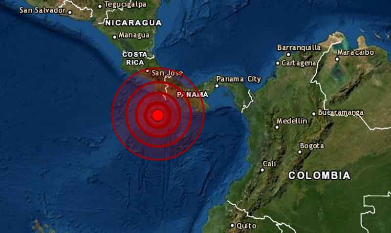 El epicentro se ubicó en aguas del Pacífico panameño, 113 kilómetros al sur de la localidad costarricense de Punta Burica. Foto: Twitter Alerta Mundial