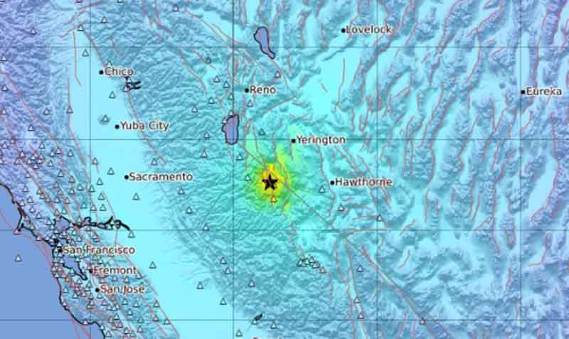 El epicentro del terremoto ocurrió en la frontera entre California y Nevada, en el condado de Alpine. Foto: captura