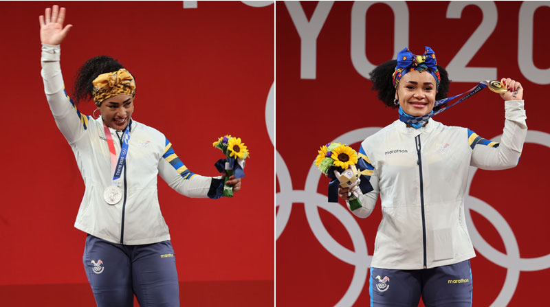 Tamara Salazar (izq.) y Neisi dajomes, ecuatorianas que lograron medallas en los Juegos Olímpicos de Tokio. Foto: Comité Olímpico Ecuatoriano