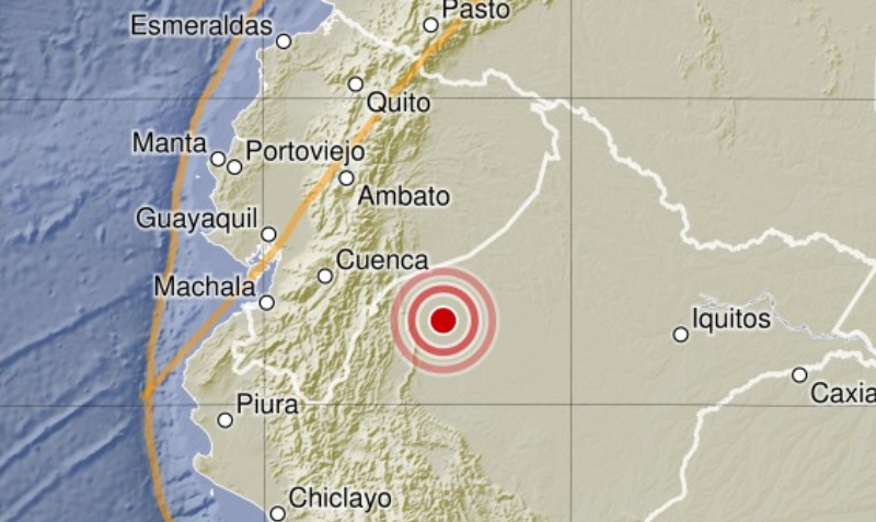 El epicentro del temblor se localizó a 122 kilómetros al noreste de la localidad de Santa María de Nieva, en la región amazónica de Loreto. Foto: Captura