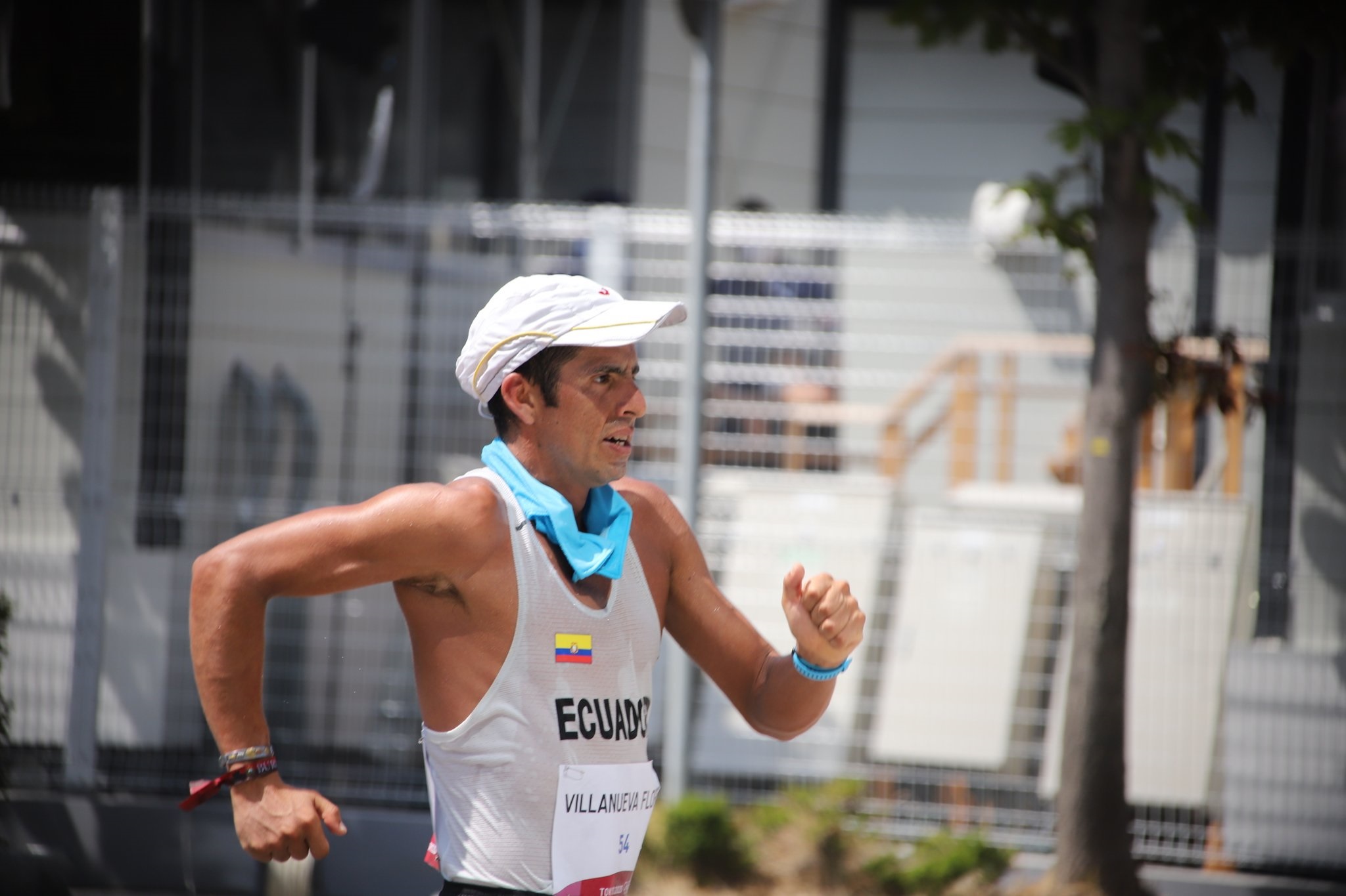 Claudio Villanueva, durante su participación en los 50km de marcha en Tokio. Foto: COE