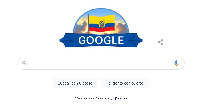Google dedicó su doodle al Primer Grito de la Independencia de Ecuador, este 10 de agosto del 2021. Foto: Captura de pantalla