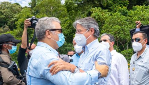 Encuentro entre el presidente de Ecuador, Guillermo Lasso, y su homólogo colombiano Iván Duque. Foto: Twitter @IvanDuque