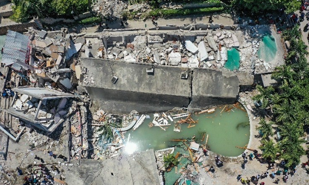 Fotografía desde un dron que muestra los efectos de un sismo de 7.2 grados en Los Cayos (Haití). Foto: EFE