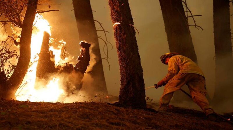 Este incendio ha quemado 2 630 hectáreas hasta ahora y los bomberos no han sido capaces de superar el 0 % de contención. Foto: EFE