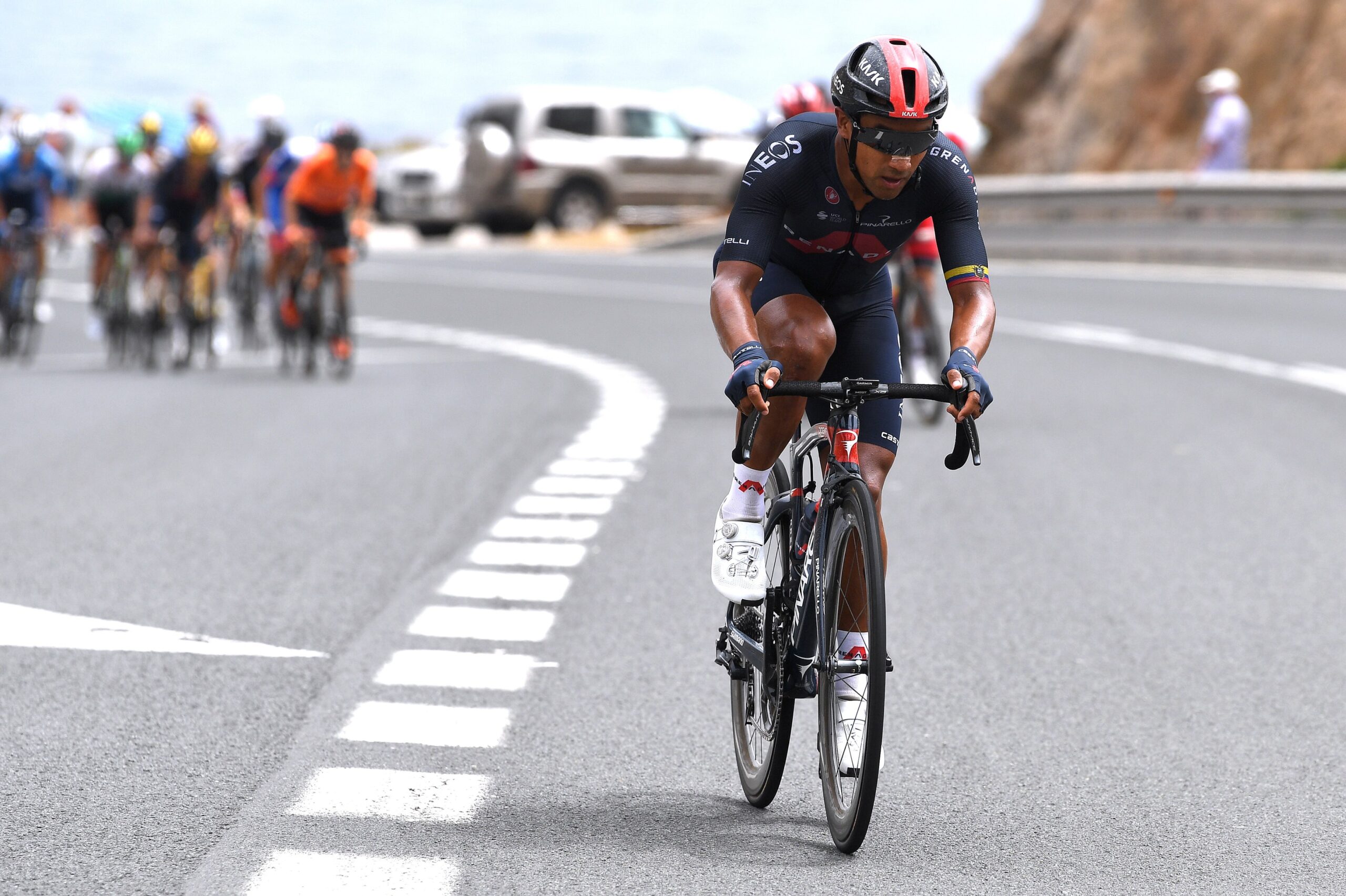 Jhonatan Narváez, ciclista ecuatoriano del Ineos Grenadiers, se retiró de la Tirreno-Adriático. Foto: Ineos