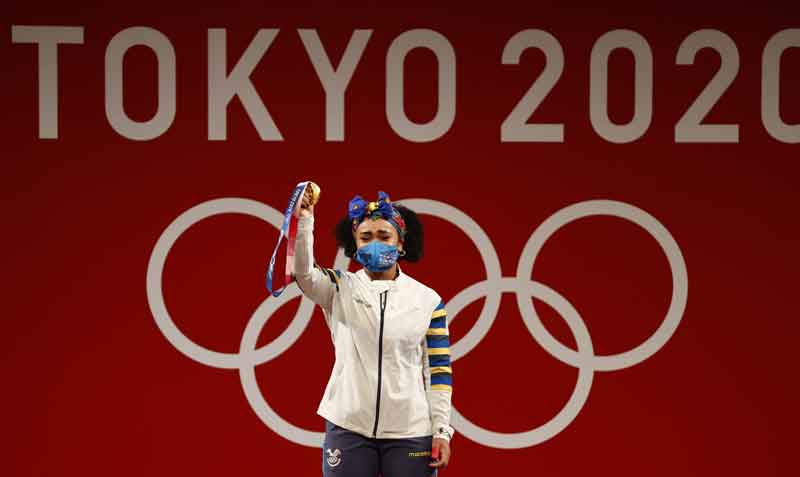Neisi Dajomes ganó la medalla de oro en los Juegos Olímpicos de Tokio. Foto: EFE