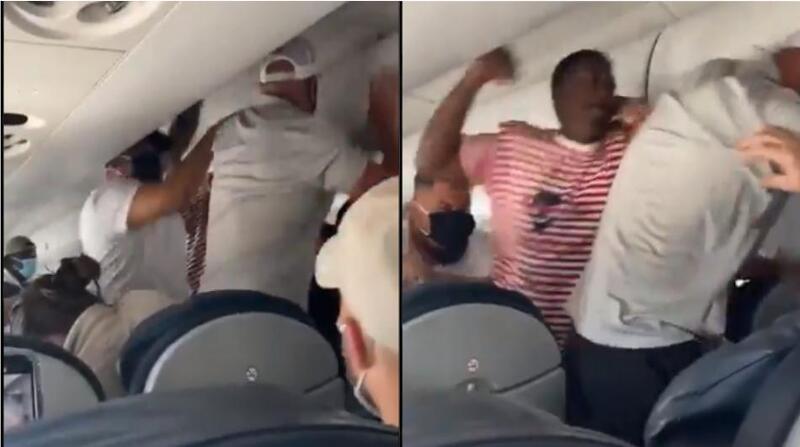 Los hombres se pelearon en el momento cuando el avión terminó de descender. Foto: Redes Sociales