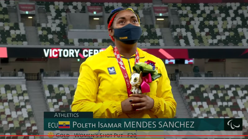 Poleth Méndes, ganadora de la medalla de oro en el lanzamiento de bala de los Juegos Paralímpicos de Tokio. Foto: captura de pantalla