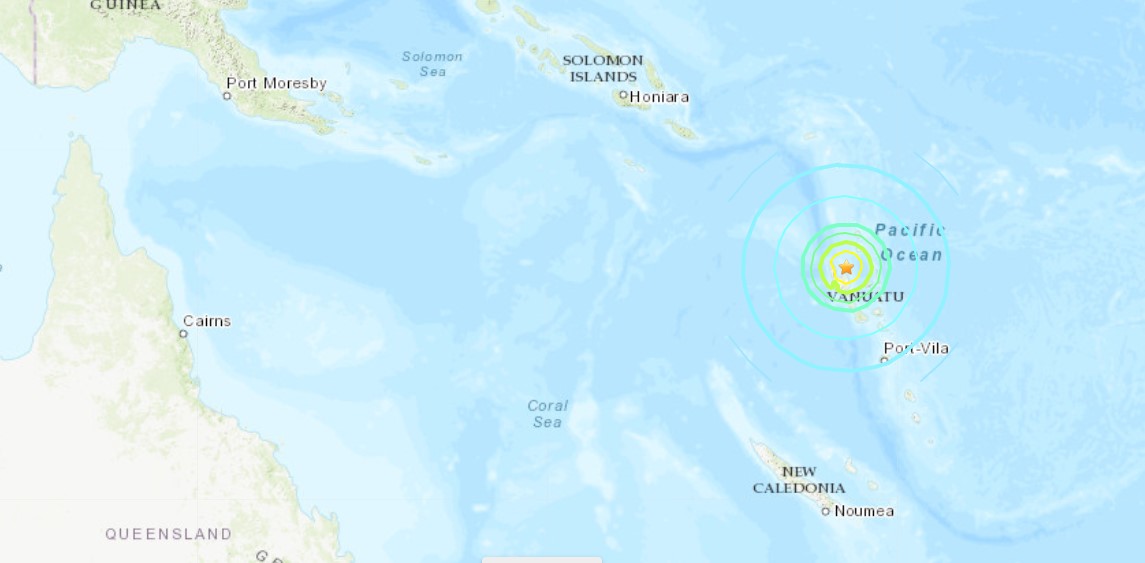 El terremoto en Vanuatu generó una alerta de tsunami en esa zona del sur del Océano Pacífico. Foto: USGS