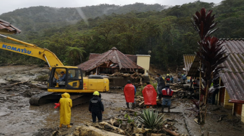 El deslave afectó a varias viviendas, zonas recreativas y turísticas, cultivos, las vías de ingreso a la zona y un puente del sector. Foto: Cortesía del Consejo Provincial de Tungurahua