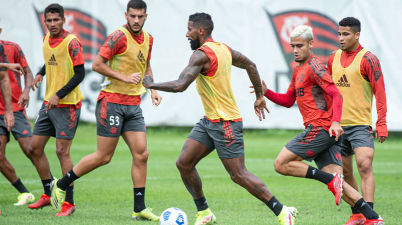 Jugadores del Flamengo durante una práctica el 7 de septiembre del 2021. Foto: Twitter Flamengo