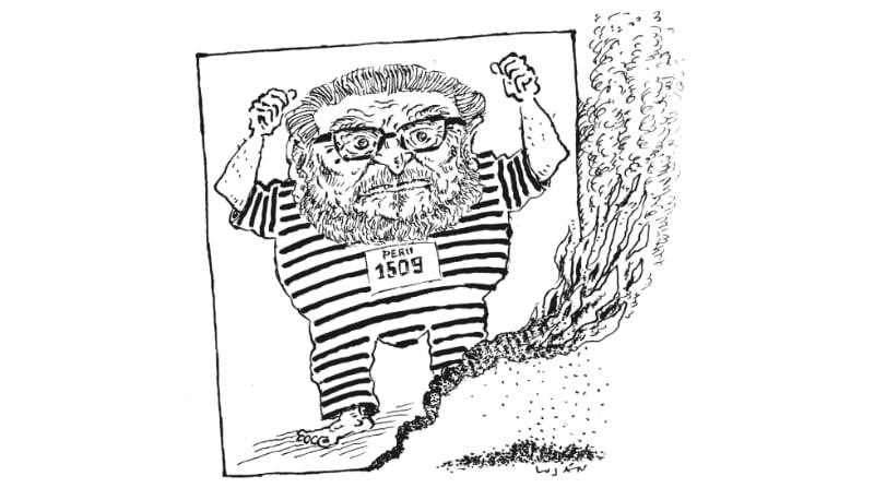 Abimael Guzmán, sendero de fuego hasta el final, caricatura de Luján de este 26 de septiembre del 2021.