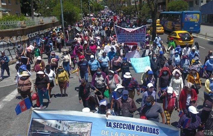 El jueves, los simpatizantes de Jorge Yunda hicieron una marcha de apoyo. Foto: Cortesía