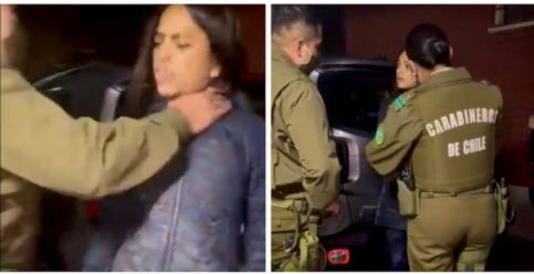 La constituyente Tiare Aguilera fue sujetada de su garganta por un carabinero. Foto: Captura de pantalla