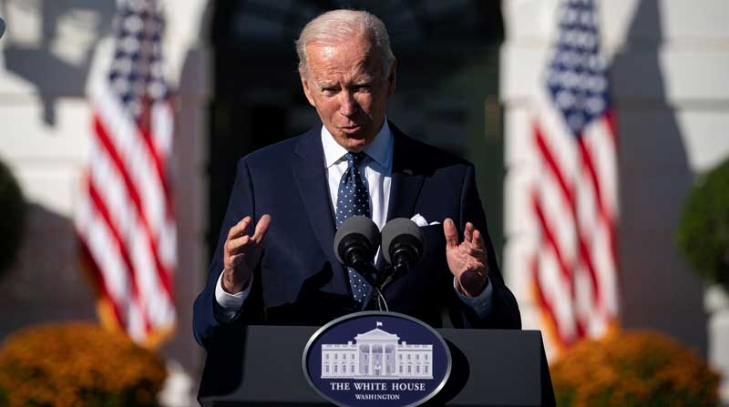 El presidente Joe Biden habla en el jardín sur de la Casa Blanca en Washington. Foto: EFE