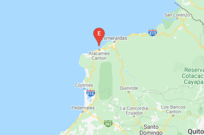 El sismo ocurrió cerca de las 13:00 en Atacames, provincia de Esmeraldas. Foto: Twitter Instituto Geofísico