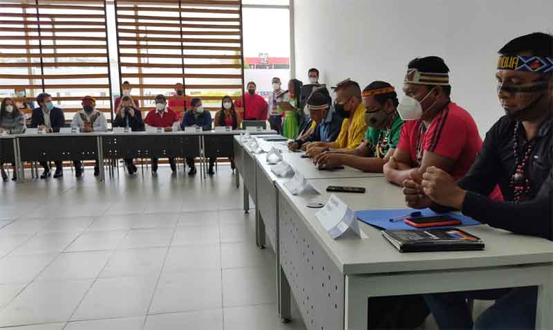 El Primer encuentro de lenguas ancestrales del Ecuador se realizó este 12 de octubre del 2021. Foto: Twitter Secretaría de Pueblos y Nacionalidades